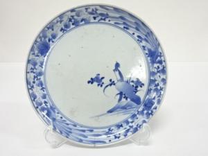 藍九谷　古伊万里　染付　七寸皿